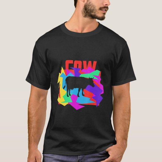 牛モザイクアニマルアイデア Tシャツ (正面)