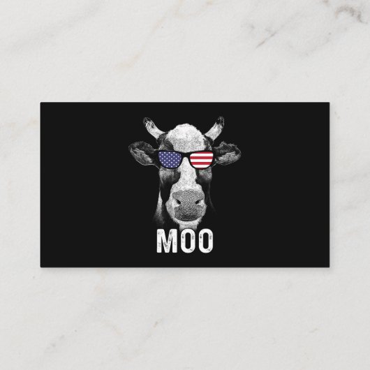 牛モーおもしろいアメリカ国旗のサングラス7月4日 名刺 (裏面)