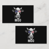 牛モーおもしろいアメリカ国旗のサングラス7月4日 名刺 (正面/裏面)