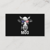 牛モーおもしろいアメリカ国旗のサングラス7月4日 名刺 (正面)