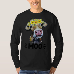 牛モーかわいい牛女性のカーボーイ乳業農家ファームアニメーション Tシャツ