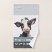 牛モーがシャワー溝ふくらはぎ バスタオルセット (ハンドタオル)