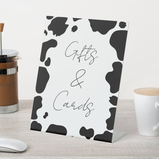 牛モースポット白黒ウェディングギフト&カード 台座サイン (インサイチュ)