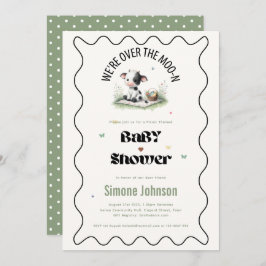 牛モーピクニック赤ちゃんシャワーテーマ女子 招待状