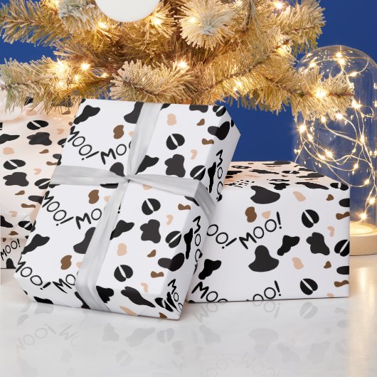 牛モープリント誕生日包装紙 ラッピングペーパー (クリスマス)