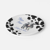 牛モーモー黒と青の可愛い牛の誕生日パーティー ペーパープレート (アングル)