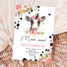 牛モー女の子ファーム動物の二番目の誕生日パーティー