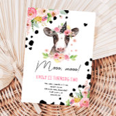 牛モー女の子ファーム動物の二番目の誕生日パーティー 招待状