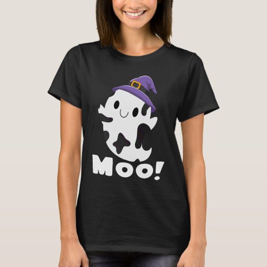 牛モー幽霊ハロウィーン女性少年 Tシャツ (正面)
