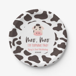 牛モー2歳の誕生日パーティーモー2頭を回す ペーパープレート