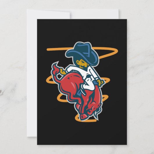 牛ライダーカントリーおもしろいカウボーイライドロデオギフト 招待状 (正面)