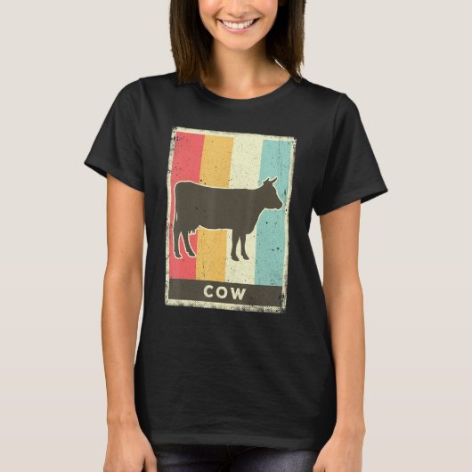 牛ヴィンテージレトロポスター動物 Tシャツ (正面)