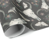 牛不気味スカル&ナイトブルーミングフローラ ラッピングペーパー (ロールコーナー)