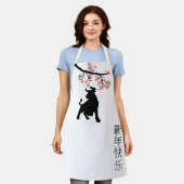 牛中国のの年 エプロン (着用した状態)