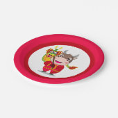 牛中国のの形質のかわいい新年 ペーパープレート (アングル)