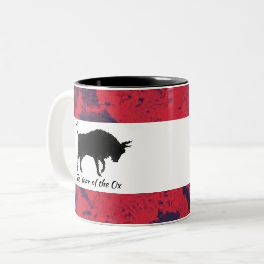 牛中国のの赤黒星占い ツートーンマグカップ
