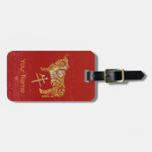 牛中国の〔占星術の〕十二宮図占星術星座 ラゲッジタグ (正面横)