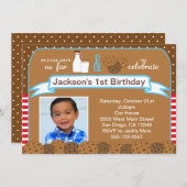 牛乳とクッキーのバースデーパーティ招待状写真 招待状 (正面/裏面)