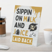 牛乳とジュースのサイピン金ゴールド&ブラックヒップホップ 台座サイン (インサイチュ)