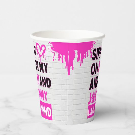 牛乳とジュースのピンクヒップホップのサイピン 紙コップ (右)