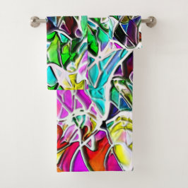 牛乳に浸した色と光沢のある石の形 バスタオルセット