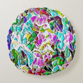 牛乳に浸した色と光沢のある石の形 ラウンドクッション (正面)