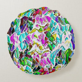 牛乳に浸した色と光沢のある石の形 ラウンドクッション