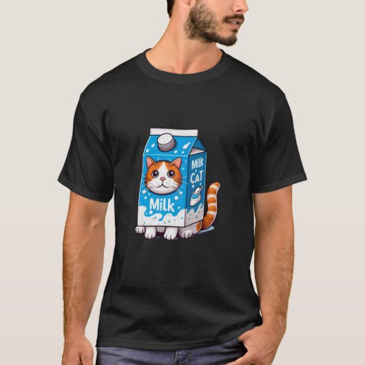 牛乳のコスチュームを着た猫 Tシャツ (正面)
