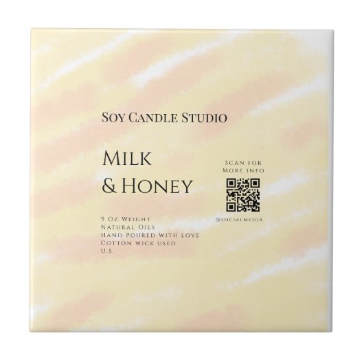 牛乳はちみつ大豆キャンドルビジネス追加q rコードテックス タイル (正面)