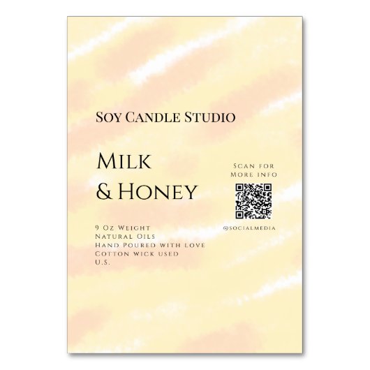 牛乳はちみつ大豆キャンドルビジネス追加q rコードテックス テーブルナンバー (正面)
