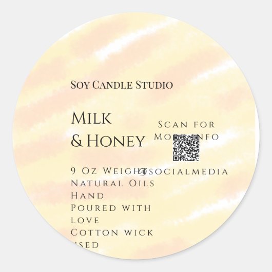 牛乳はちみつ大豆キャンドルビジネス追加q rコードテックス ラウンドシール (正面)