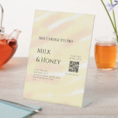 牛乳はちみつ大豆キャンドルビジネス追加q rコードテックス 台座サイン (インサイチュ)