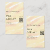 牛乳はちみつ大豆キャンドルビジネス追加q rコードテックス 名刺 (正面/裏面)