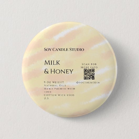 牛乳はちみつ大豆キャンドルビジネス追加q rコードテックス 缶バッジ (正面)