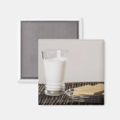 牛乳を入れた軽食のプレート マグネット (正面/裏面)