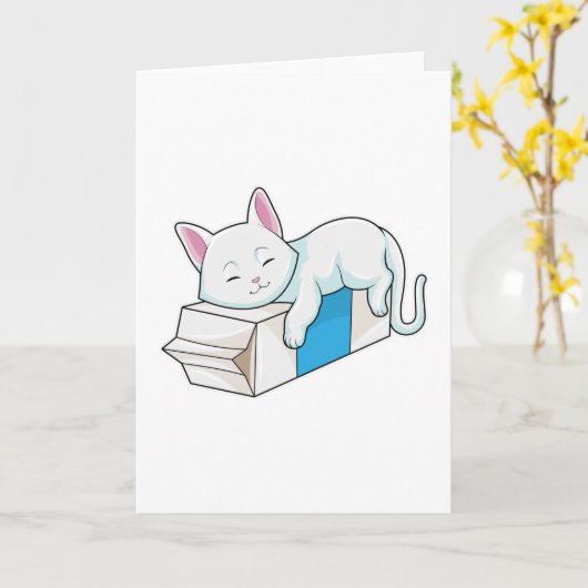 牛乳を持つ猫 カード (黄色い花)