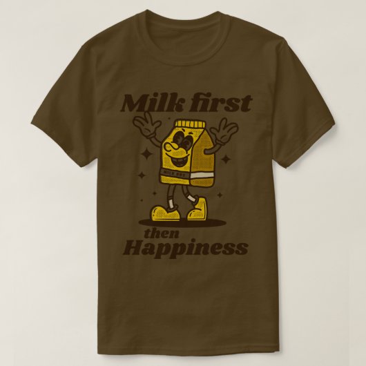 牛乳を最初に飲み、幸せ Tシャツ (デザイン正面)