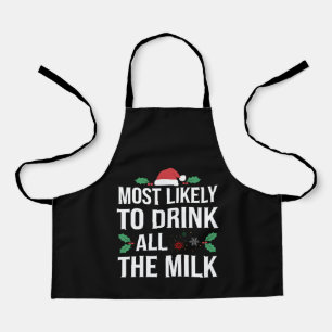 牛乳を飲み干す可能性大クリスマスマッチ エプロン