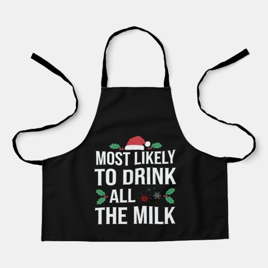 牛乳を飲み干す可能性大クリスマスマッチ エプロン (正面)