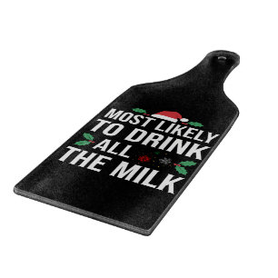 牛乳を飲み干す可能性大クリスマスマッチ カッティングボード