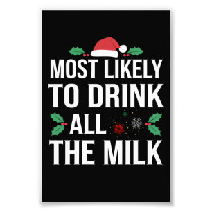 牛乳を飲み干す可能性大クリスマスマッチ フォトプリント