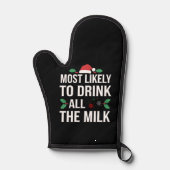 牛乳を飲み干す可能性大クリスマスマッチ 鍋つかみ (正面)