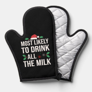 牛乳を飲み干す可能性大クリスマスマッチ 鍋つかみ