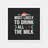 牛乳を飲み干す可能性大 クリスマスマッチ スタンダードカクテルナプキン (正面)