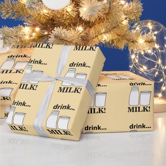 牛乳を飲む牛乳 ラッピングペーパー (クリスマス)