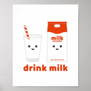 牛乳を飲もう - かわいいデザインのポスター ポスター