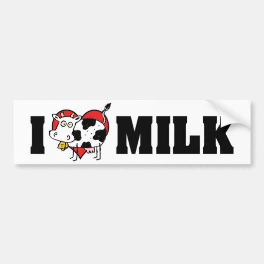 牛乳大好き - 牛の乳搾り 牧場好き バンパーステッカー (正面)