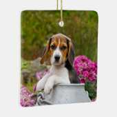 牛乳容器のかわいい三色のビーグル犬犬の子犬ペット セラミックオーナメント (右)