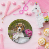 牛乳容器のパーティーのかわいい三色のビーグル犬犬の子犬 ペーパープレート (パーティー)