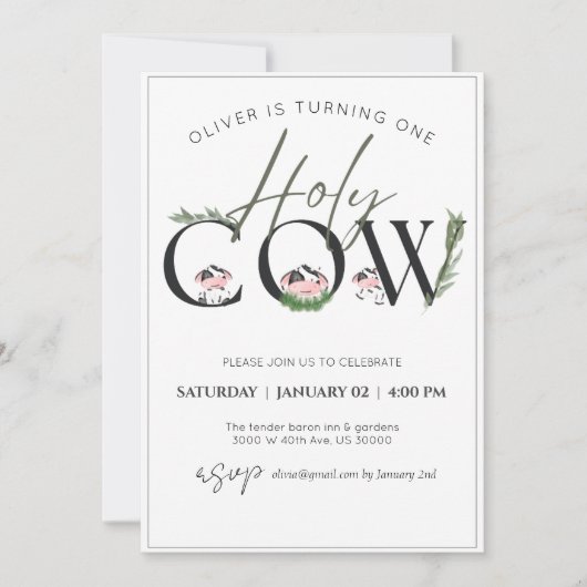 牛乳生誕生日 招待状 (正面)